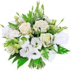 kwiaty na dowóz mokotów, bukiet kremowe róże i białe anemony
