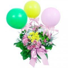 kwiaty z dostawą do domu, bukiet z balonami